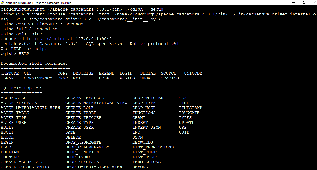 cassandra debug command cloudduggu