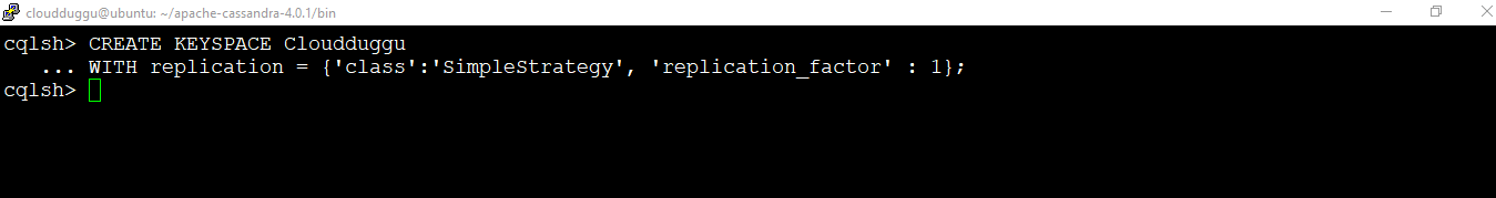 cassandra create keyspace cloudduggu