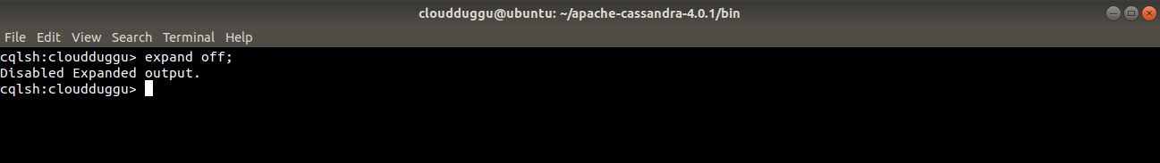 cassandra expand off command output cloudduggu