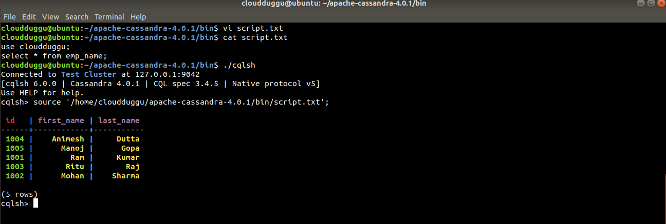 cassandra source command output cloudduggu