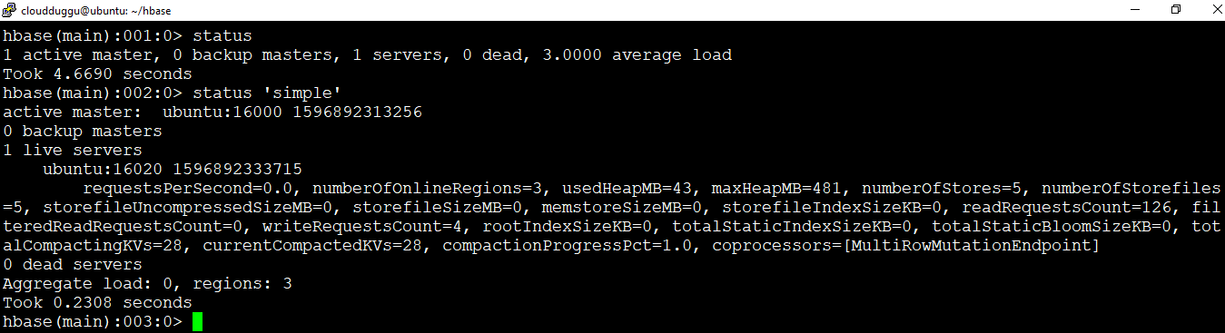 hbase status commad