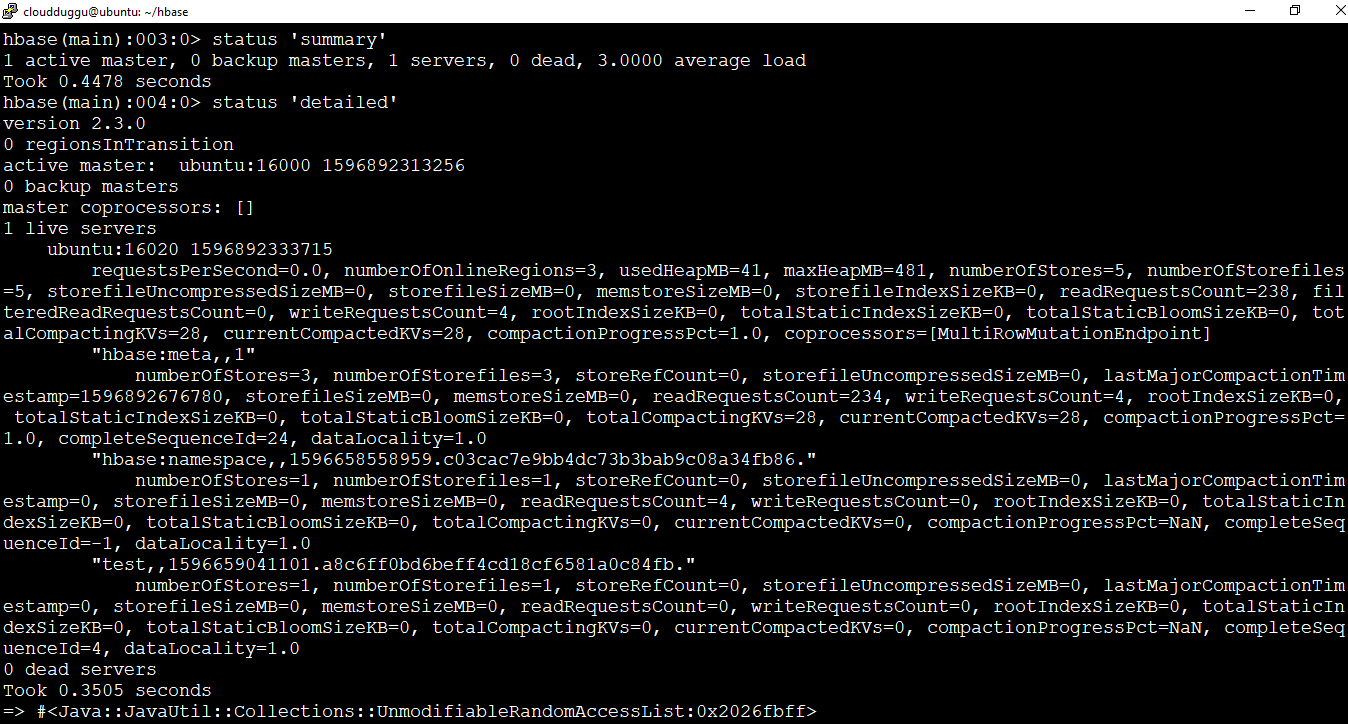 hbase status commad