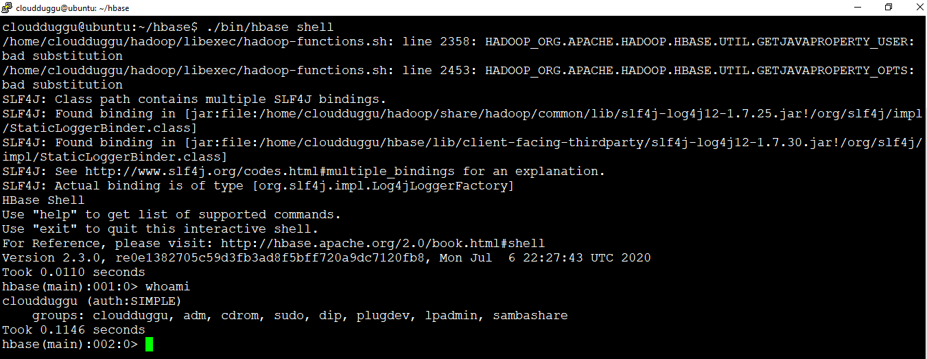 start hbase shell