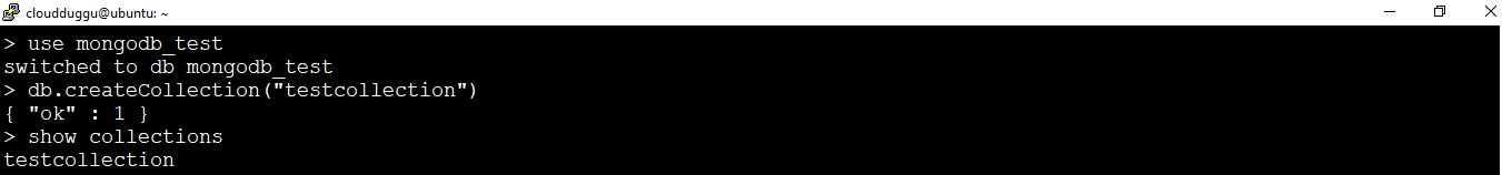 Mongodb create collection command