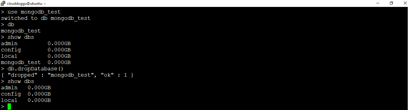 Mongodb drop database command
