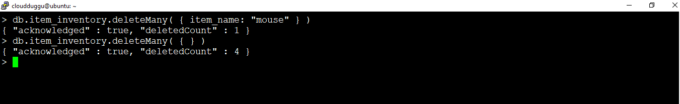 Mongodb delete many command