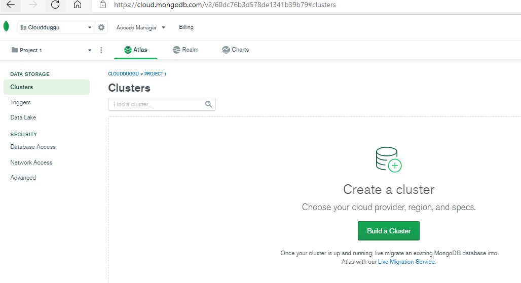 Mongodb atlas build a cluster