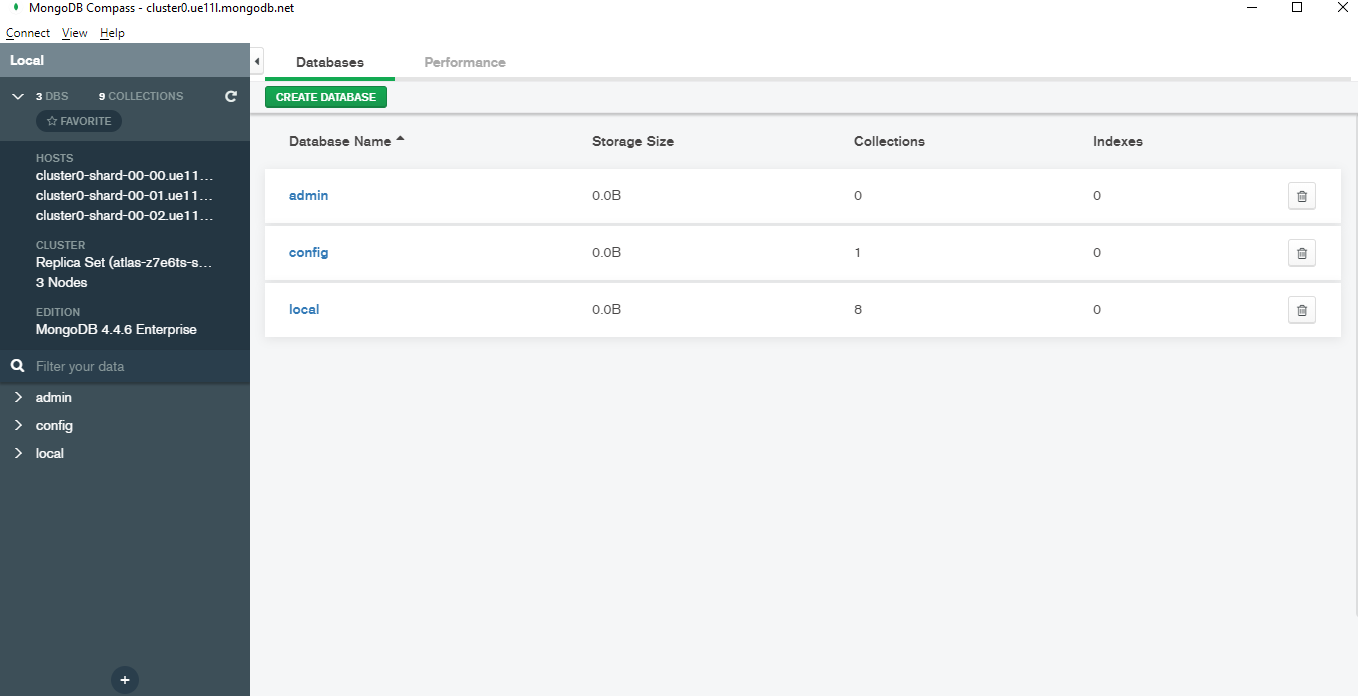 Mongodb atlas compass is connected