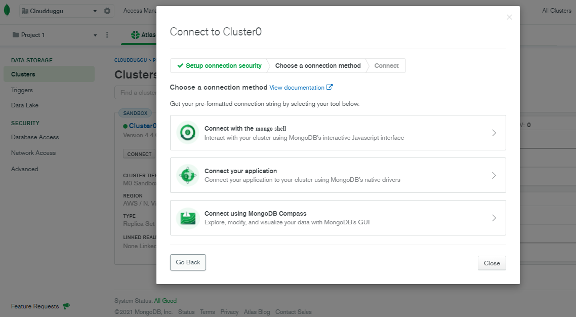 Mongodb atlas connection method cloudduggu