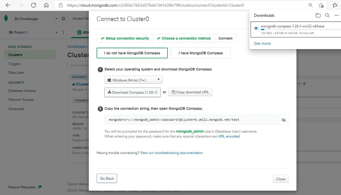 Mongodb atlas download compass