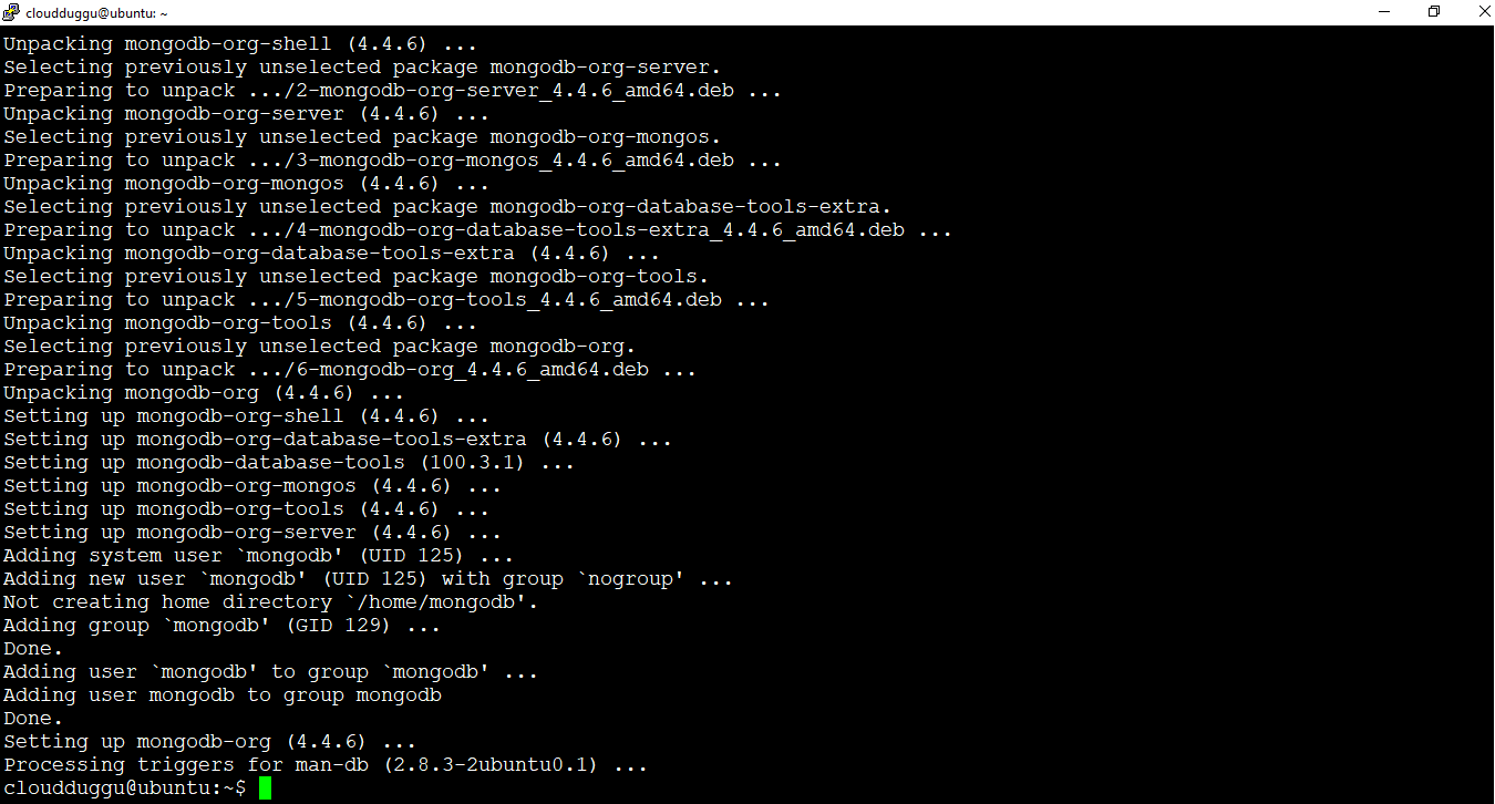 mongodb installation step2 output