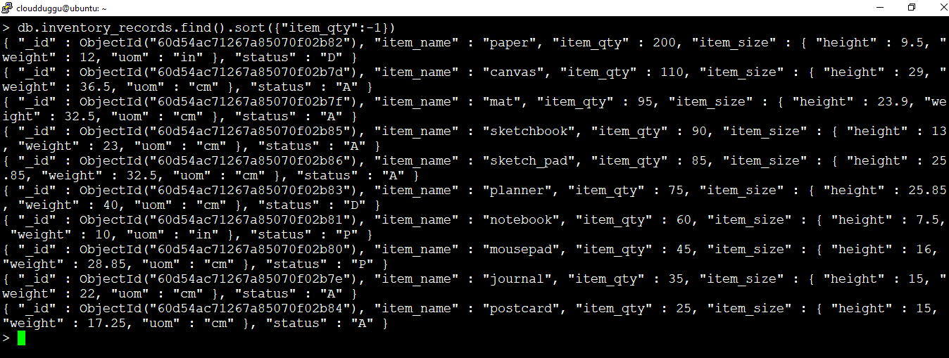 Mongodb sort descending order