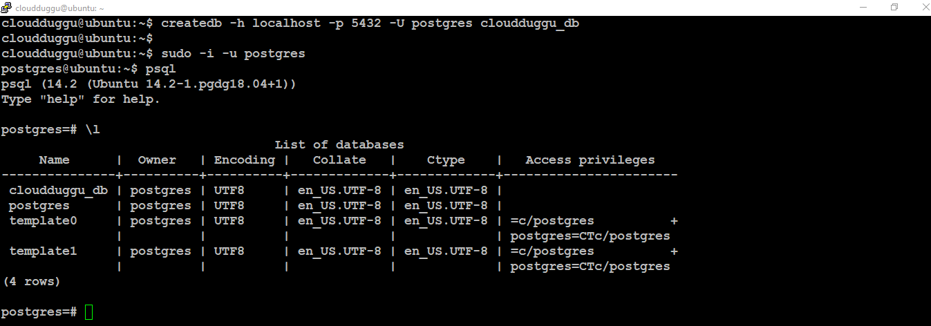 postgresql createdb utility command