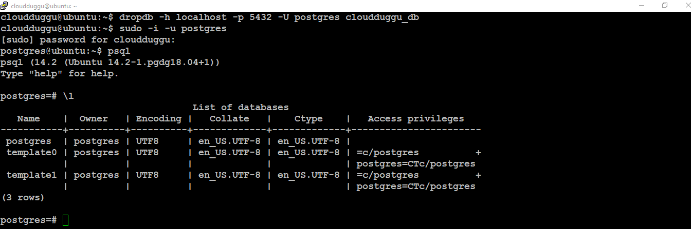 postgresql dropdb utility command