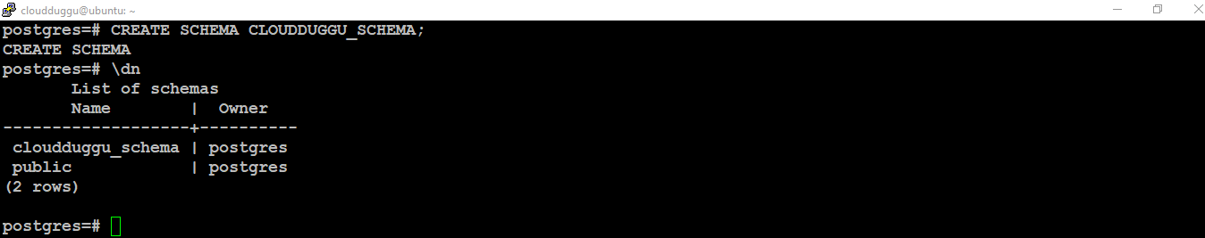 postgresql create schema command