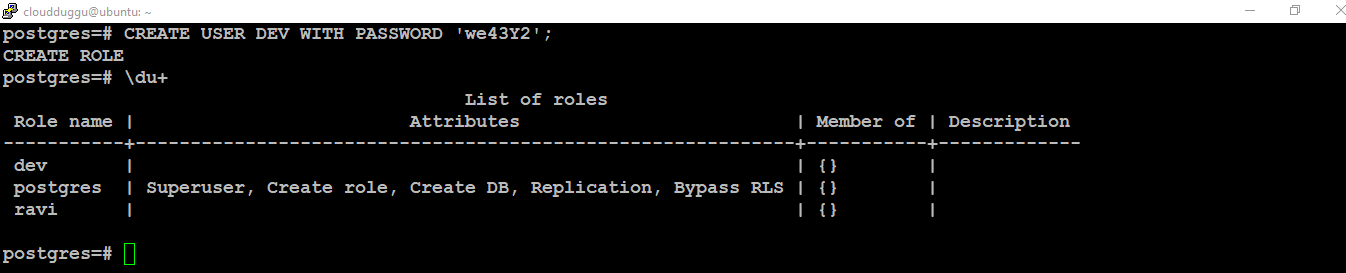 postgresql create user with password command