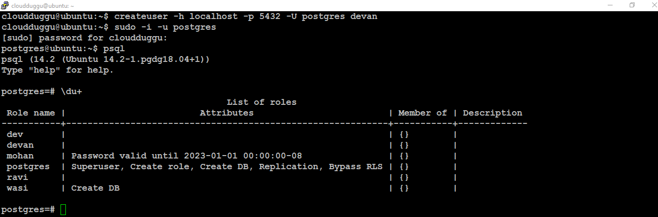 postgresql createuser command