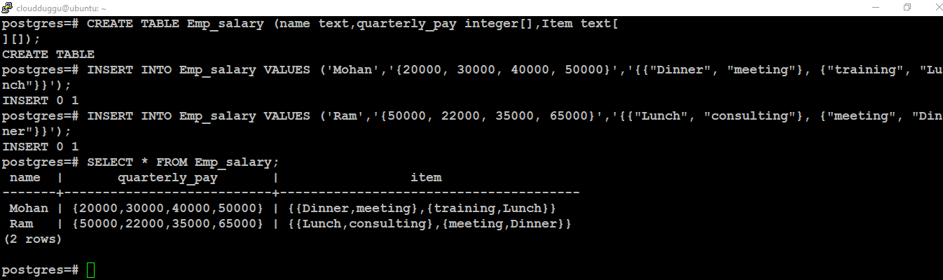 postgresql array data type