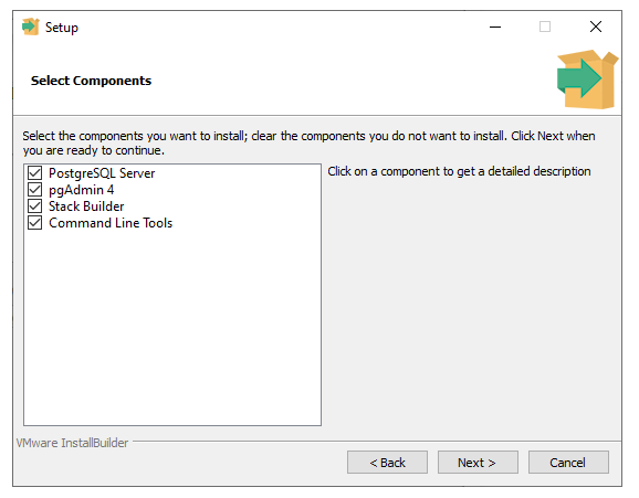 postgresql select all components