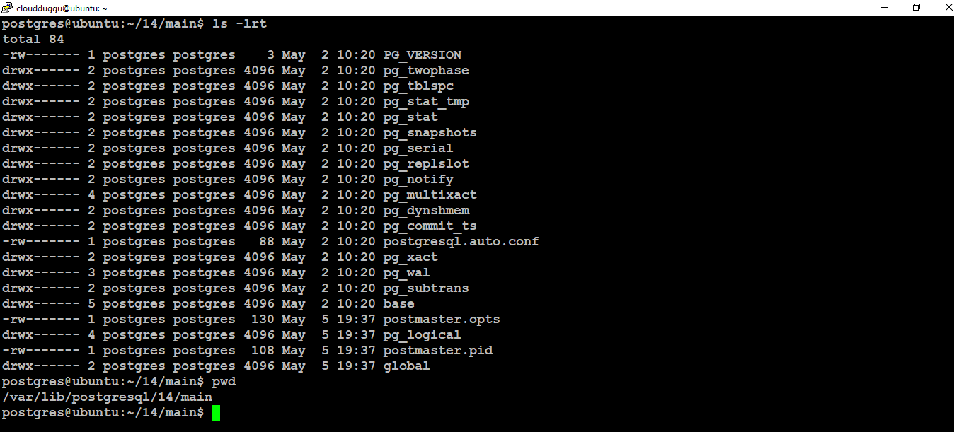 postgresql Linux directory structure