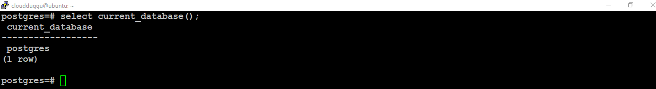 postgresql current database command