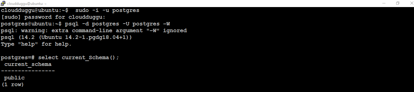 postgresql current schema command