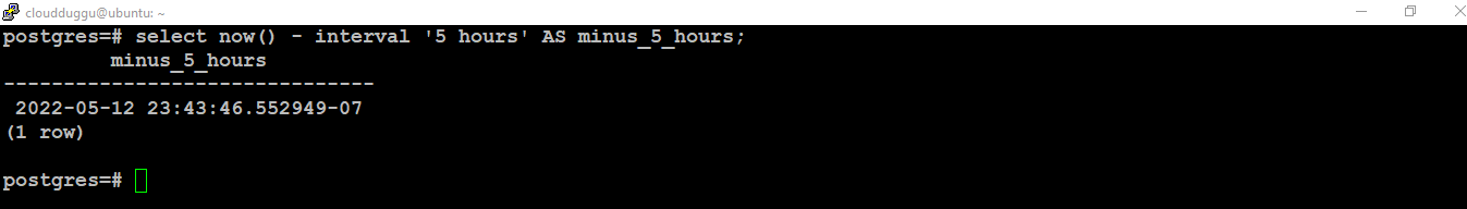 postgresql reduce 5 hours command