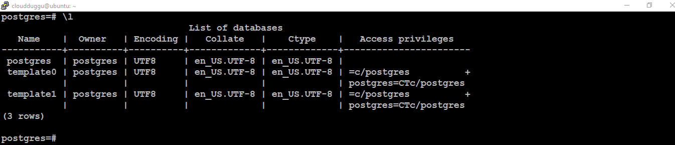 postgresql list database command
