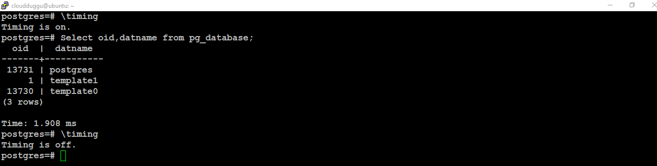 postgresql timing command