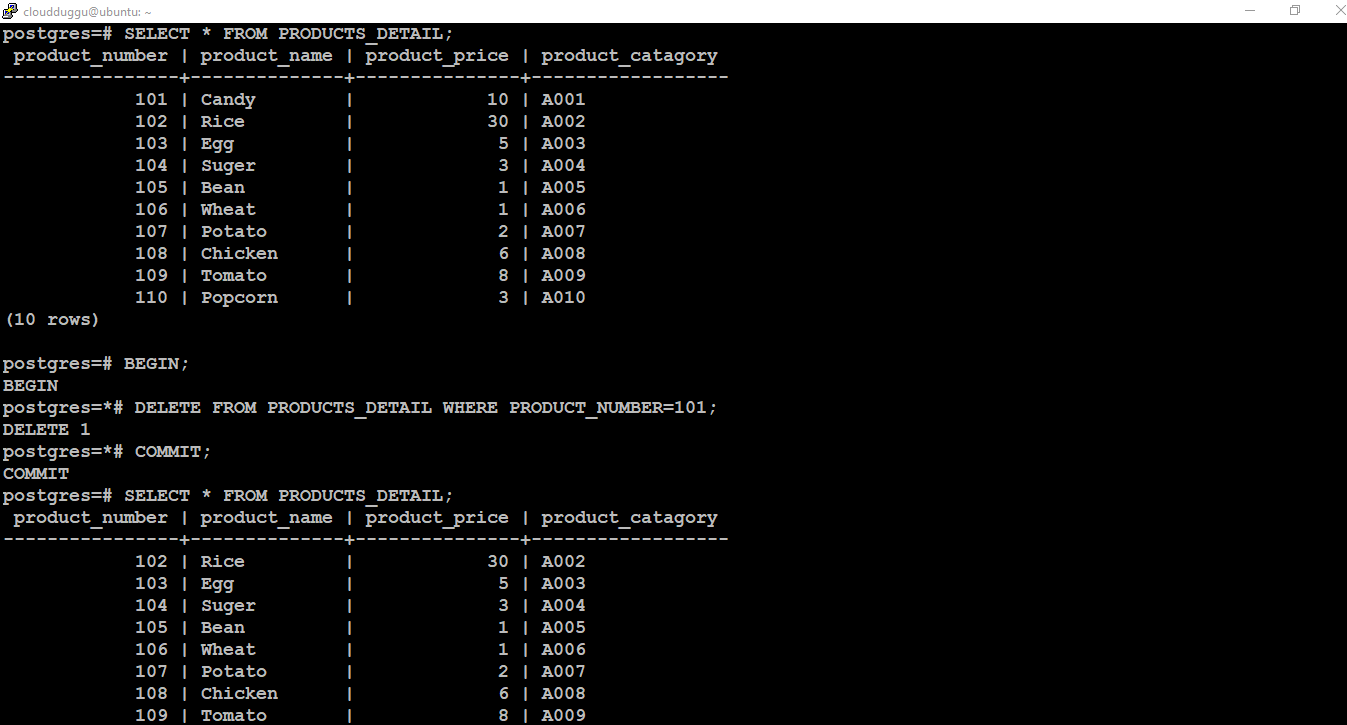 postgresql transaction example with commit