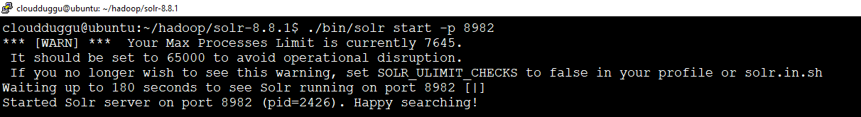 start solr on other port cloudduggu