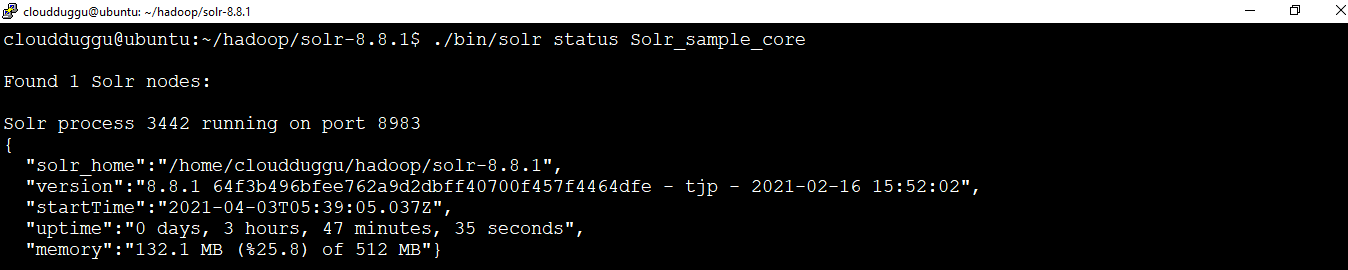 solr status command cloudduggu