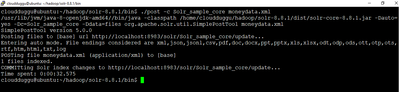 solr xml indexing post command cloudduggu