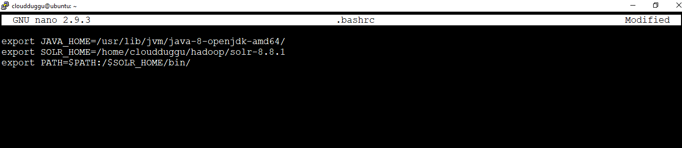 solr path set in bashrc cloudduggu