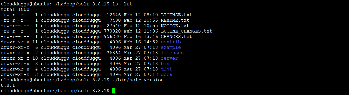 solr version check cloudduggu