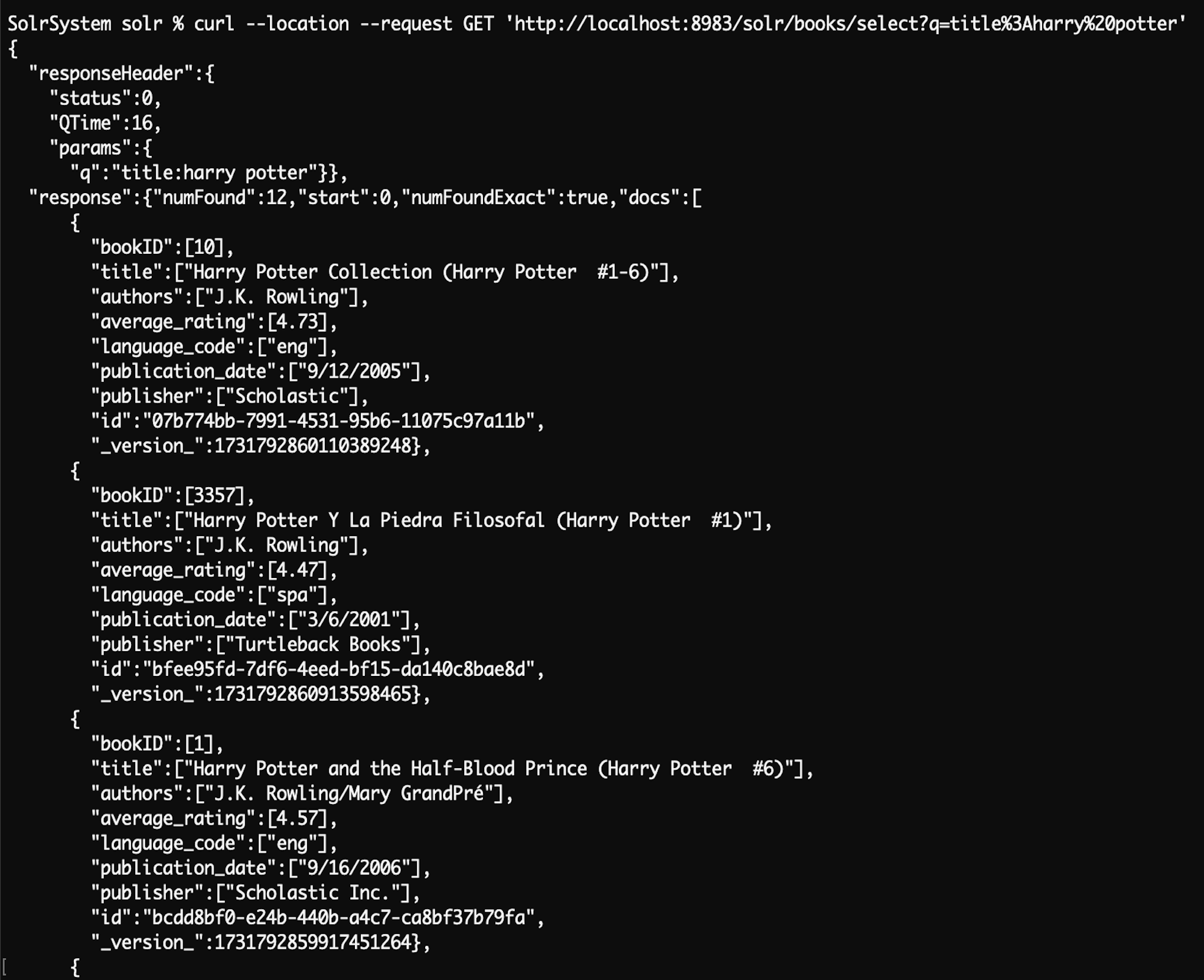 solr query result