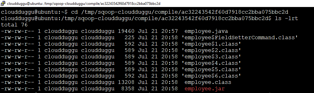 sqoop codegen data verify