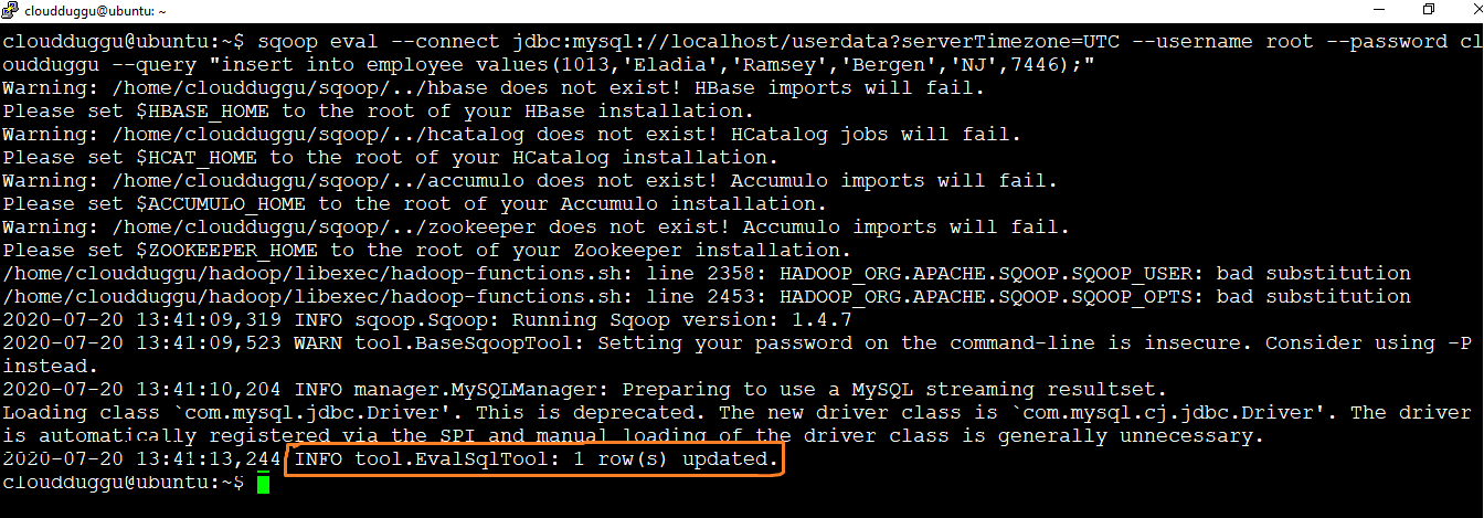 sqoop eval insert