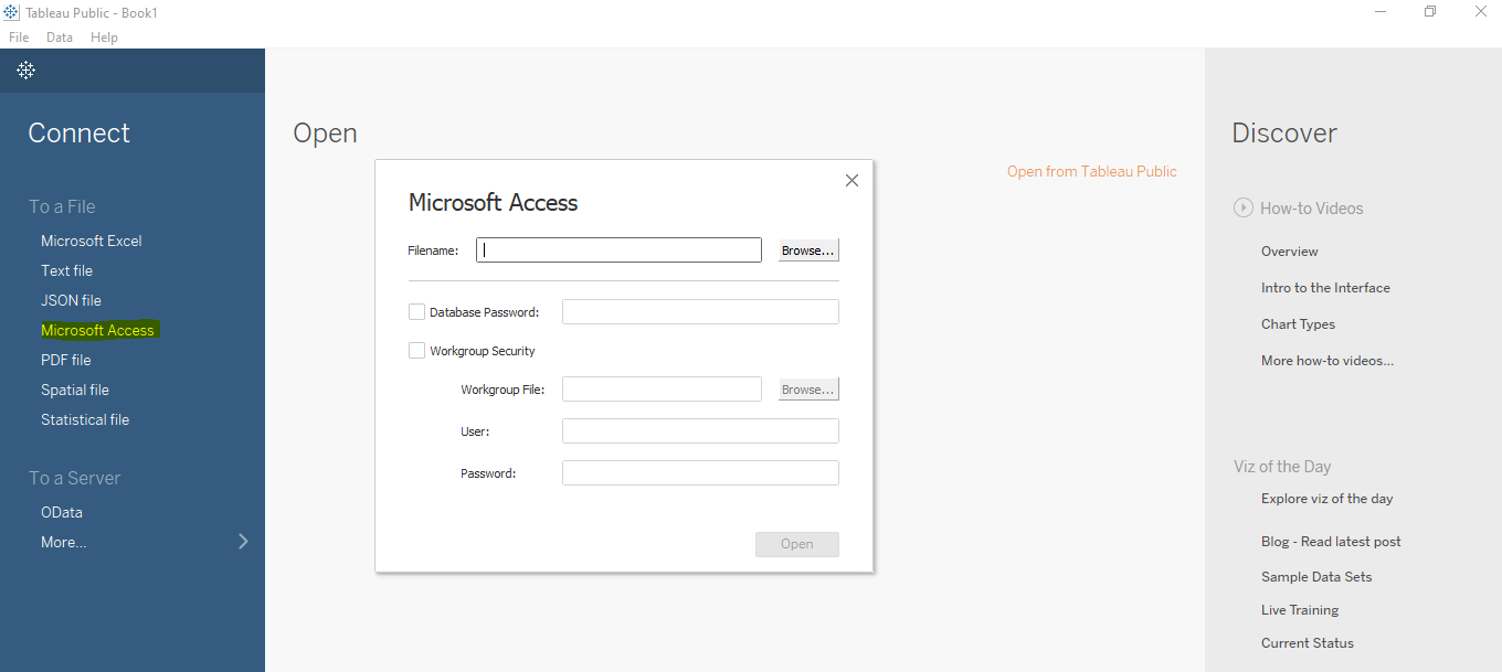 tableau microsoftaccess cloudduggu