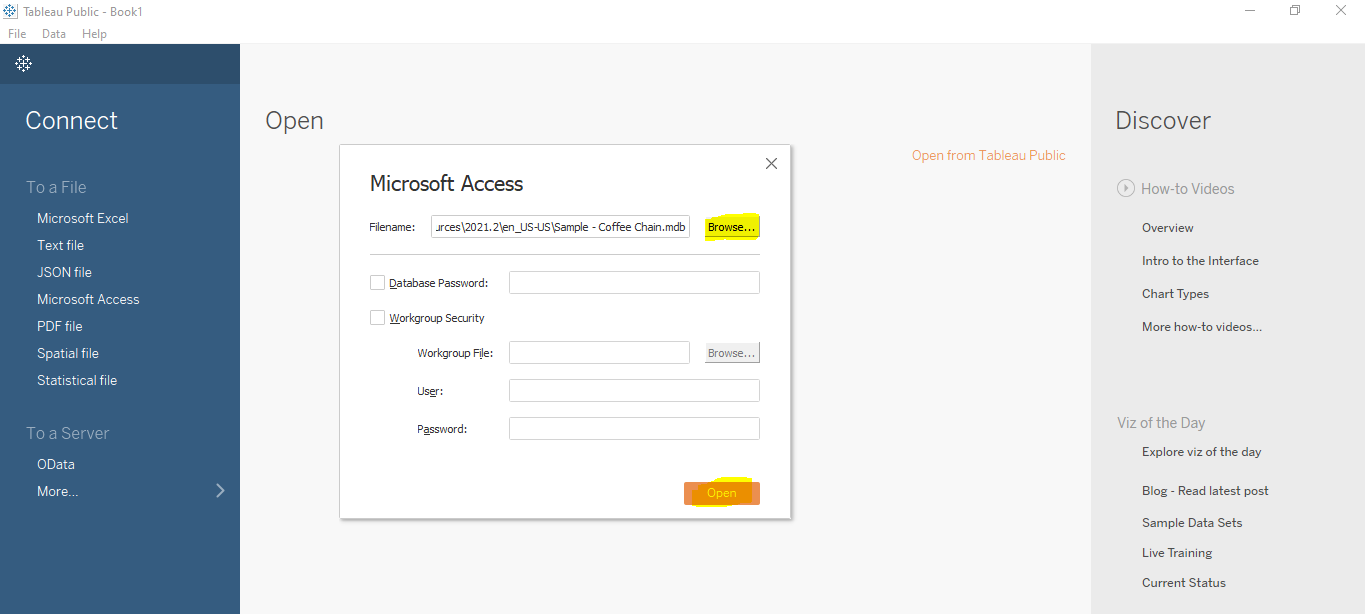 tableau microsoftaccess open cloudduggu