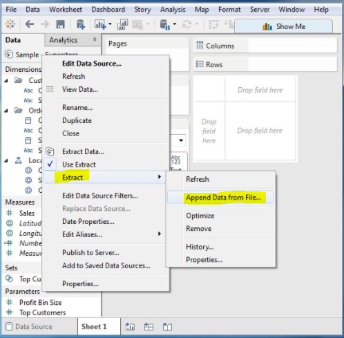 tableau add extract cloudduggu