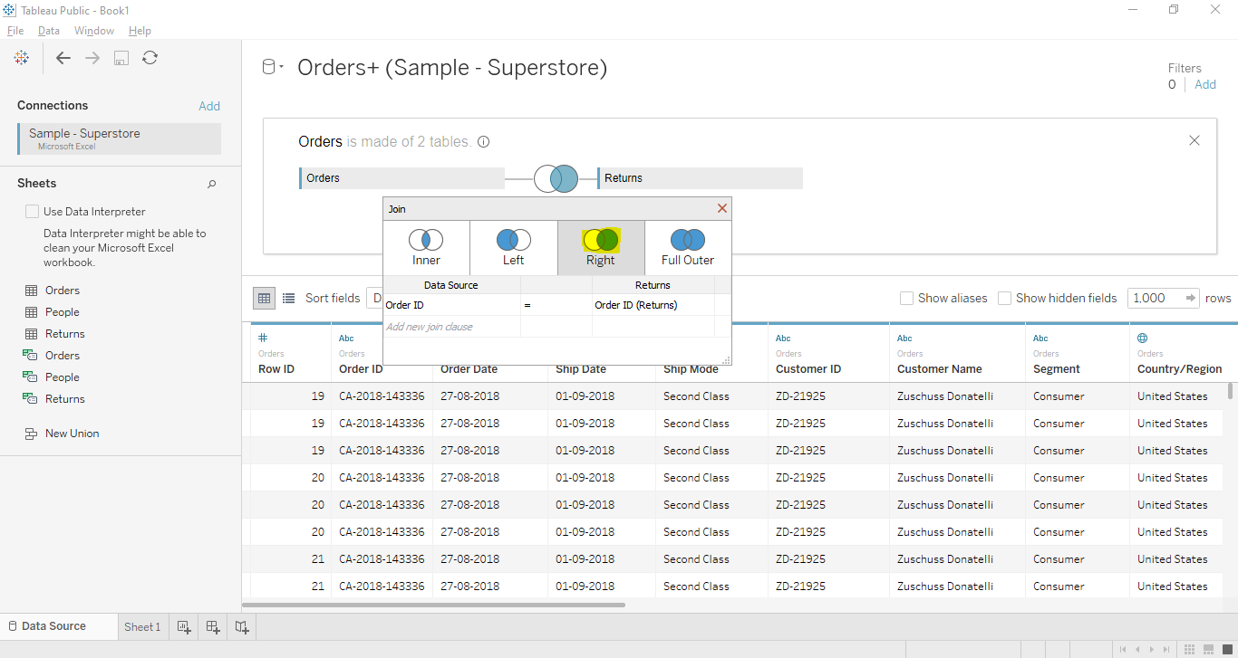 tableau right join cloudduggu