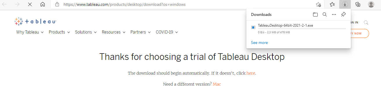 Tableau Desktop Download start cloudduggu