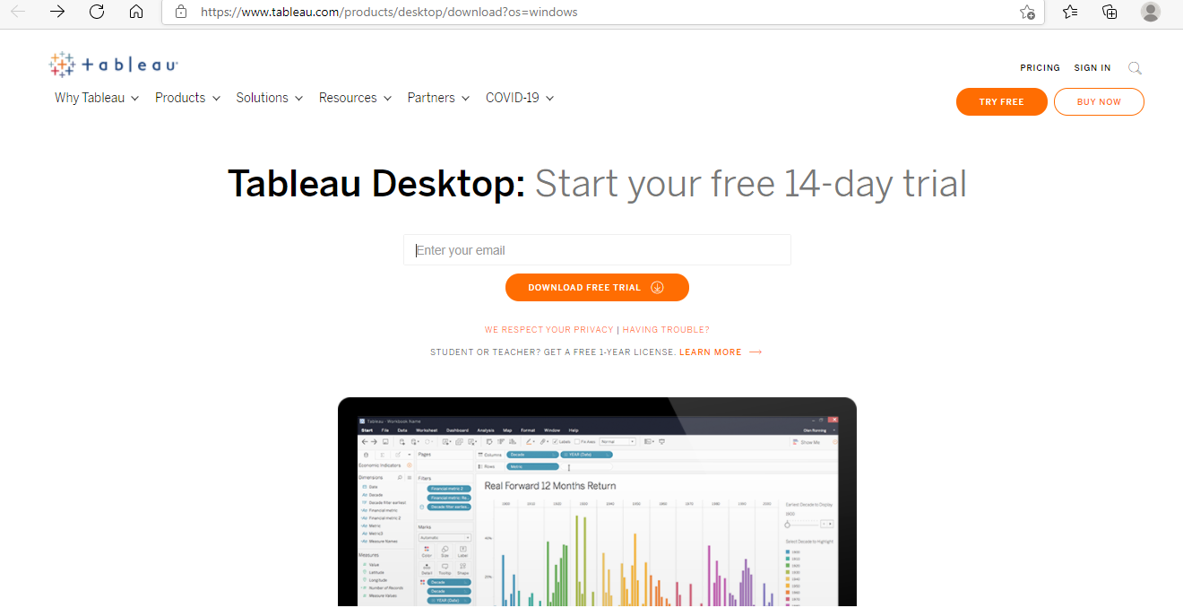 Tableau Desktop software download cloudduggu