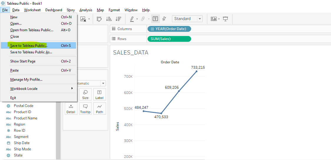 tableau save worksheet cloudduggu